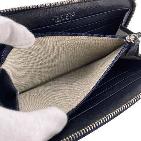 【中古】 Jimmy Choo ジミーチュウ スタースタッズラウンドウォレット 長財布 内キャンバス 22043009 AS 【中古】 Jimmy Choo ジミーチュウ スタースタッズラウンドウォレット 長財布 内キャンバス 22043009 AS