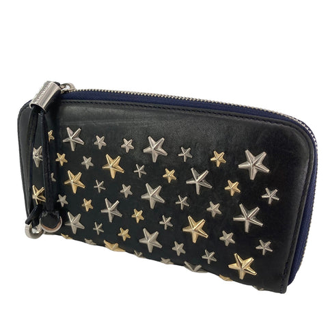 【中古】 Jimmy Choo ジミーチュウ スタースタッズラウンドウォレット 長財布 内キャンバス 22043009 AS 【中古】 Jimmy Choo ジミーチュウ スタースタッズラウンドウォレット 長財布 内キャンバス 22043009 AS