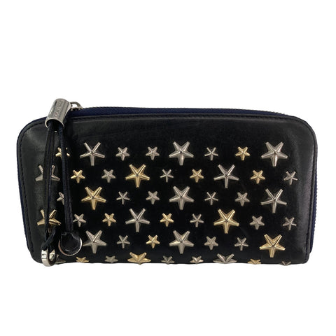 【中古】 Jimmy Choo ジミーチュウ スタースタッズラウンドウォレット 長財布 内キャンバス 22043009 AS 【中古】 Jimmy Choo ジミーチュウ スタースタッズラウンドウォレット 長財布 内キャンバス 22043009 AS