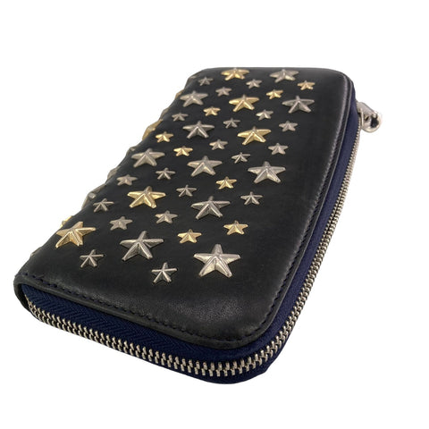 【中古】 Jimmy Choo ジミーチュウ スタースタッズラウンドウォレット 長財布 内キャンバス 22043009 AS 【中古】 Jimmy Choo ジミーチュウ スタースタッズラウンドウォレット 長財布 内キャンバス 22043009 AS