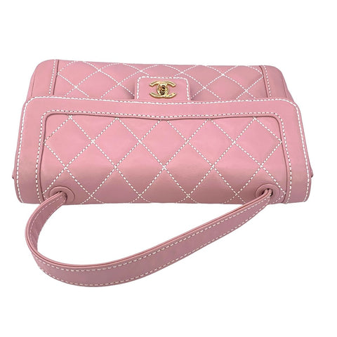 【中古】 CHANEL シャネル ワイルドステッチ ハンドバッグ トップハンドル ターンロック ココマーク ラムスキン ショルダー ヴィンテージ レディース 23038208 AO 【中古】 CHANEL シャネル ワイルドステッチ ハンドバッグ トップハンドル ターンロック ココマーク ラムスキン ショルダー ヴィンテージ レディース 23038208 AO