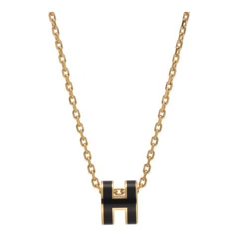 【中古】 HERMES エルメス ポップ アッシュ ミニ ネックレス ゴールド ブラック H ペンダント 23038590 DS 【中古】 HERMES エルメス ポップ アッシュ ミニ ネックレス ゴールド ブラック H ペンダント 23038590 DS