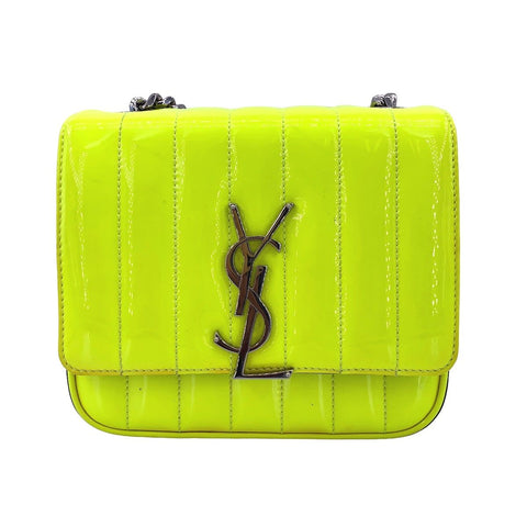 【中古】 Saint Laurent サンローラン ヴィキ スモール チェーンショルダーバッグ 538439 YSL ロゴ パテントレザー 蛍光イエロー レディース 23040760 AO 【中古】 Saint Laurent サンローラン ヴィキ スモール チェーンショルダーバッグ 538439 YSL ロゴ パテントレザー 蛍光イエロー レディース 23040760 AO