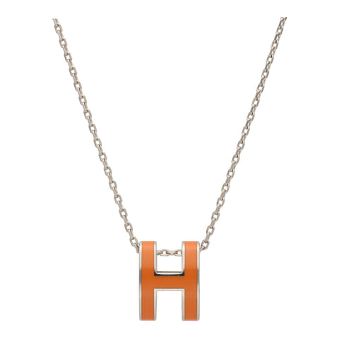 【中古】 HERMES エルメス ポップ アッシュ ネックレス シルバー/オレンジ Hモチーフ ペンダント 23027206DS 【中古】 HERMES エルメス ポップ アッシュ ネックレス シルバー/オレンジ Hモチーフ ペンダント 23027206DS
