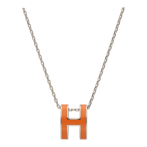 【中古】 HERMES エルメス ポップ アッシュ ネックレス シルバー/オレンジ Hモチーフ ペンダント 23027206DS 【中古】 HERMES エルメス ポップ アッシュ ネックレス シルバー/オレンジ Hモチーフ ペンダント 23027206DS