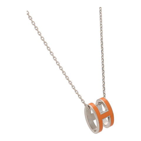 【中古】 HERMES エルメス ポップ アッシュ ネックレス シルバー/オレンジ Hモチーフ ペンダント 23027206DS 【中古】 HERMES エルメス ポップ アッシュ ネックレス シルバー/オレンジ Hモチーフ ペンダント 23027206DS
