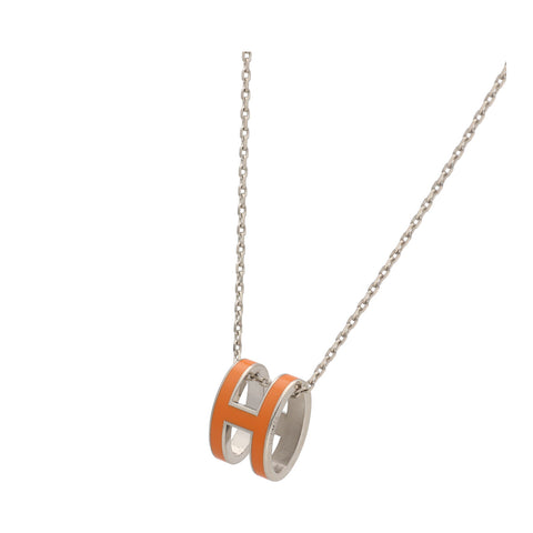 【中古】 HERMES エルメス ポップ アッシュ ネックレス シルバー/オレンジ Hモチーフ ペンダント 23027206DS 【中古】 HERMES エルメス ポップ アッシュ ネックレス シルバー/オレンジ Hモチーフ ペンダント 23027206DS