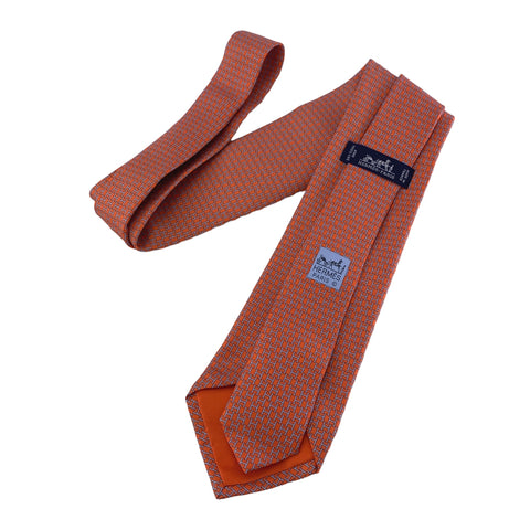 【中古】 HERMES エルメス H柄 ネクタイ オレンジ 23034537 NT 【中古】 HERMES エルメス H柄 ネクタイ オレンジ 23034537 NT