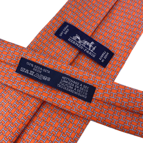 【中古】 HERMES エルメス H柄 ネクタイ オレンジ 23034537 NT 【中古】 HERMES エルメス H柄 ネクタイ オレンジ 23034537 NT