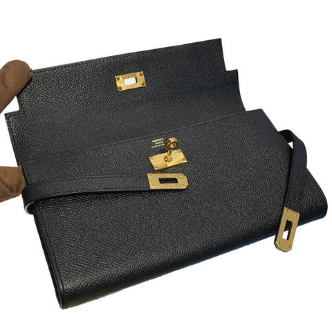 【中古】 HERMES エルメス メンズ財布 ケリーウォレット ロング エプソン ブラック D刻印 23035005 AK 【中古】 HERMES エルメス メンズ財布 ケリーウォレット ロング エプソン ブラック D刻印 23035005 AK