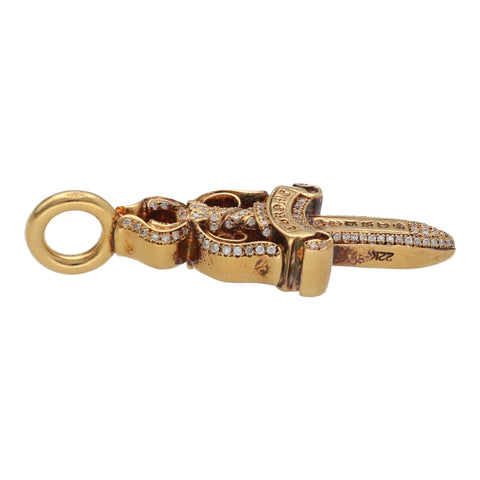 【中古】 CHROME HEARTS クロムハーツ ダブルダガー 22K パヴェダイヤ ペンダントトップ ネックレス アクセサリー 19001239 AO