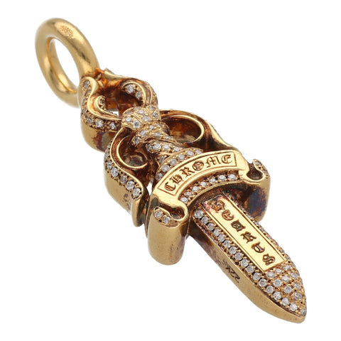【中古】 CHROME HEARTS クロムハーツ ダブルダガー 22K パヴェダイヤ ペンダントトップ ネックレス アクセサリー 19001239 AO