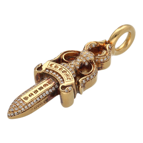 【中古】 CHROME HEARTS クロムハーツ ダブルダガー 22K パヴェダイヤ ペンダントトップ ネックレス アクセサリー 19001239 AO