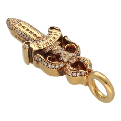 【中古】 CHROME HEARTS クロムハーツ ダブルダガー 22K パヴェダイヤ ペンダントトップ ネックレス アクセサリー 19001239 AO