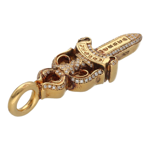 【中古】 CHROME HEARTS クロムハーツ ダブルダガー 22K パヴェダイヤ ペンダントトップ ネックレス アクセサリー 19001239 AO