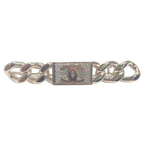 【中古】 CHANEL シャネル ココマーク ラインストーン バレッタ B21C ゴールド 髪留め クリップ ロゴ 21035049 DS