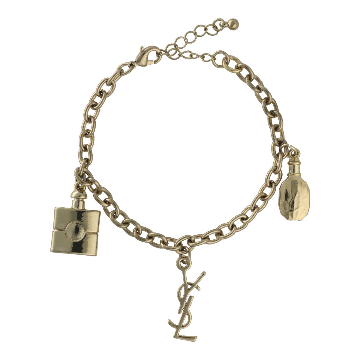 【中古】 Saint Laurent サンローラン 香水ボトル ロゴ チェーン ブレスレット ゴールド YSL パフューム モチーフ アイコン 21038917 RS