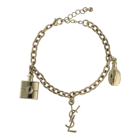 【中古】 Saint Laurent サンローラン 香水ボトル ロゴ チェーン ブレスレット ゴールド YSL パフューム モチーフ アイコン 21038917 RS