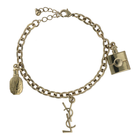 【中古】 Saint Laurent サンローラン 香水ボトル ロゴ チェーン ブレスレット ゴールド YSL パフューム モチーフ アイコン 21038917 RS