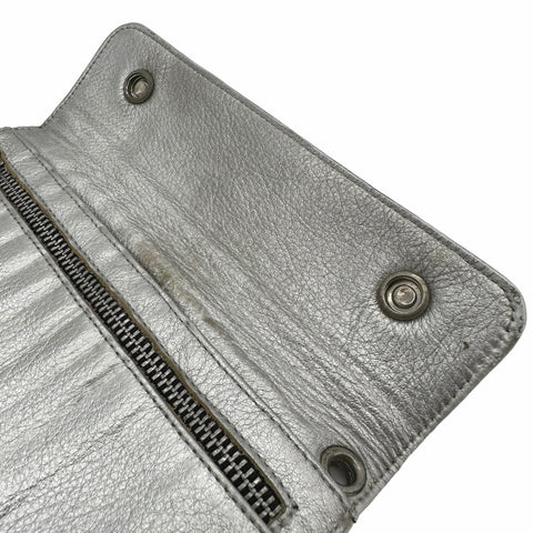 【中古】 CHROME HEARTS クロムハーツ ウェーブウォレット クロスボール メタリックシルバー メンズ 財布 ウォレット 三つ折り 21047150 MY
