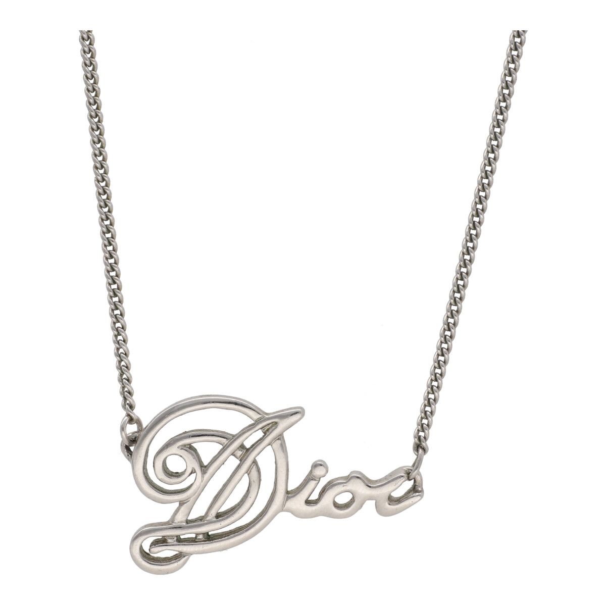 【中古】 Dior ディオール ロゴ チェーンネックレス シルバー ペンダント アクセサリー  22007287DS