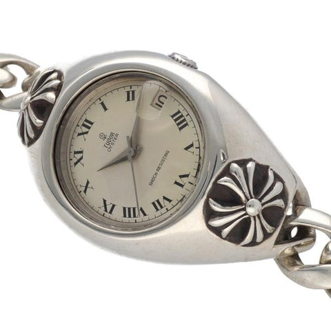 【中古】 CHROME HEARTS クロムハーツ ウォッチケース メンズ腕時計   クロムハーツ/CHROME HEARTS ウオツチケース シルバー チユードル チユーダー ロレツクス アンテイーク 腕時計 バラ ヴインテージ Wネーム メンズ 1クリツプ クラシツクチエーン 歌舞伎屋 【中古】  22008801AO  22008801