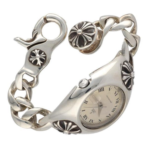 【中古】 CHROME HEARTS クロムハーツ ウォッチケース メンズ腕時計   クロムハーツ/CHROME HEARTS ウオツチケース シルバー チユードル チユーダー ロレツクス アンテイーク 腕時計 バラ ヴインテージ Wネーム メンズ 1クリツプ クラシツクチエーン 歌舞伎屋 【中古】  22008801AO  22008801