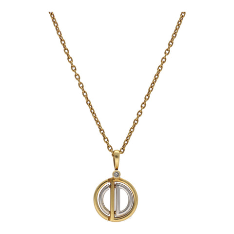 【中古】 Christian Dior クリスチャン・ディオール CDロゴ ネックレス K18 YG WG ゴールド ペンダント 22011381DS