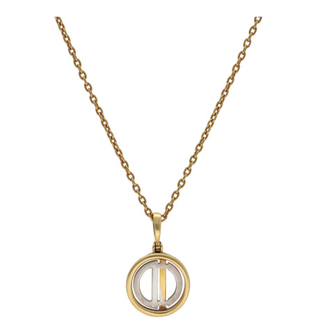 【中古】 Christian Dior クリスチャン・ディオール CDロゴ ネックレス K18 YG WG ゴールド ペンダント 22011381DS