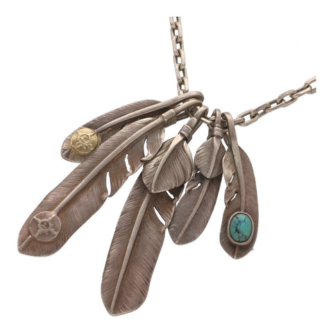 【中古】 FIRST-ARROW's ファーストアローズ フェザーネックレスセット ターコイズ K18 SV925 シルバー アクセサリー ペンダント 22015505 AO