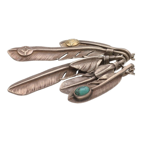 【中古】 FIRST-ARROW's ファーストアローズ フェザーネックレスセット ターコイズ K18 SV925 シルバー アクセサリー ペンダント 22015505 AO