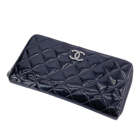 【中古】 CHANEL シャネル  レディース財布   マトラッセ ブリリアント パテント ラウンド長財布 22021547 NT