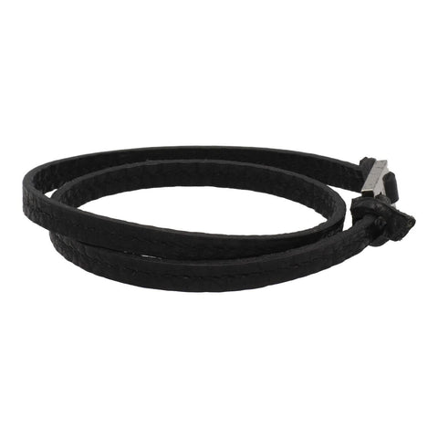 【中古】 HERMES エルメス 2重レザーブレスレット 二連 ラップ シルバー金具 軽量 大人 日常使い 22022042 MK