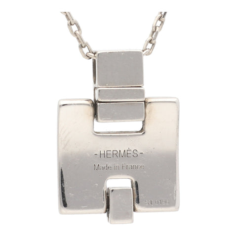 【中古】 HERMES エルメス アイリーン ネックレス シルバー ブラック Hモチーフ ペンダント 22030122DS