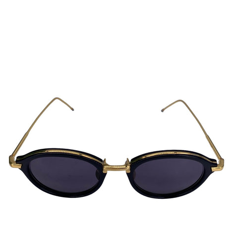 【中古】 THOM BROWNE トム ブラウン サングラス  TB-011-F-T 49サイズ 金縁 ネイビー ケース付き 生産終了 22031519 MK