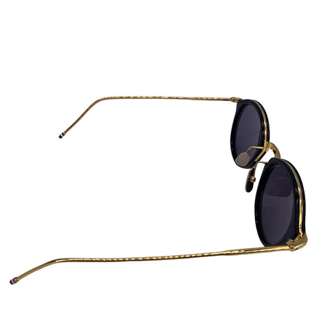 【中古】 THOM BROWNE トム ブラウン サングラス  TB-011-F-T 49サイズ 金縁 ネイビー ケース付き 生産終了 22031519 MK