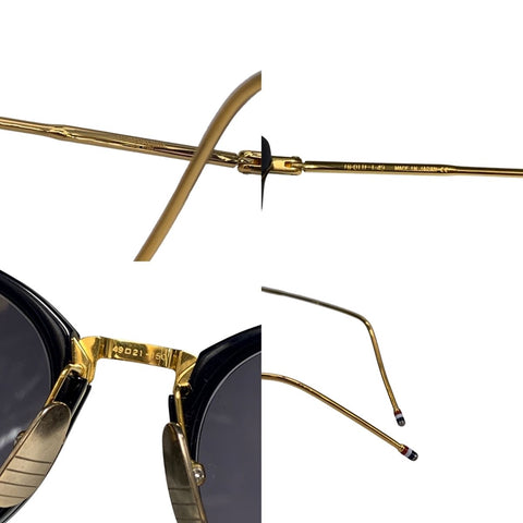 【中古】 THOM BROWNE トム ブラウン サングラス  TB-011-F-T 49サイズ 金縁 ネイビー ケース付き 生産終了 22031519 MK