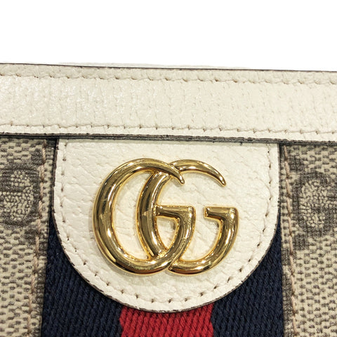 【中古】 GUCCI グッチ   オフィディア ウェブ ストライプ ウォレット ホワイト 523154 レディース長財布 22032610 HO