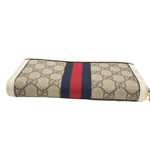 【中古】 GUCCI グッチ   オフィディア ウェブ ストライプ ウォレット ホワイト 523154 レディース長財布 22032610 HO