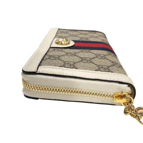 【中古】 GUCCI グッチ   オフィディア ウェブ ストライプ ウォレット ホワイト 523154 レディース長財布 22032610 HO