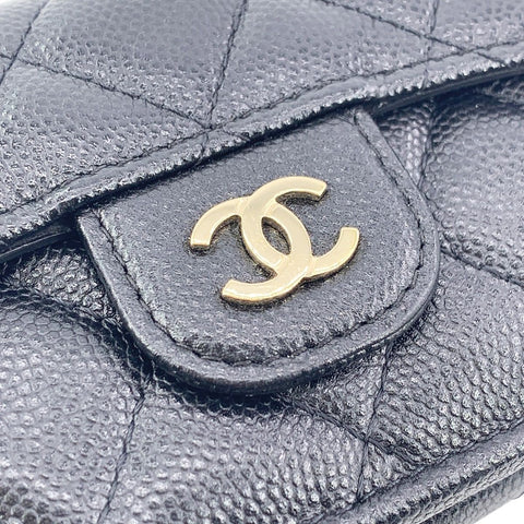 【中古】 CHANEL シャネル クラシック スモール フラップウォレット レディース財布 ブラック AP0230 キャビアスキン 22033116 AK