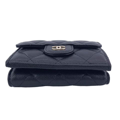 【中古】 CHANEL シャネル クラシック スモール フラップウォレット レディース財布 ブラック AP0230 キャビアスキン 22033116 AK