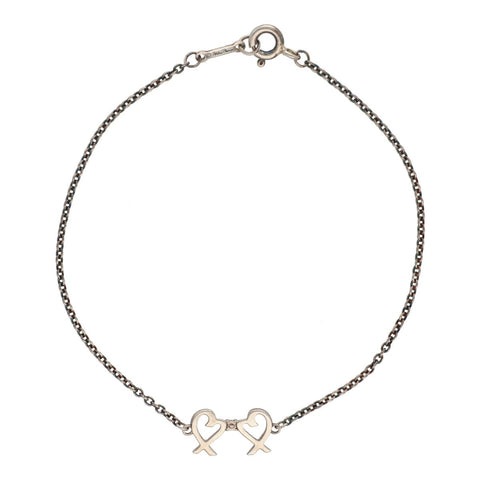 【中古】 Tiffany ＆ Co. ティファニー ダブル ラビング ハート ブレスレット 63062340 ミディアム SV925 シルバー 22034268 DS