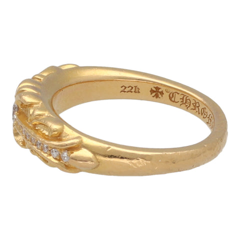 【中古】 CHROME HEARTS クロムハーツ ベイビー クラシック フローラルクロス リング 13.5号 22K ゴールド ダイヤモンド パヴェ 指輪 22038664 RS