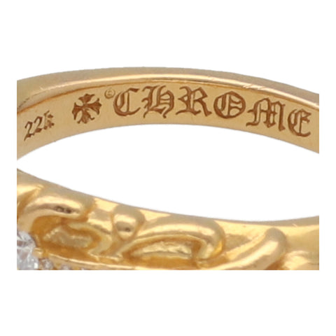 【中古】 CHROME HEARTS クロムハーツ ベイビー クラシック フローラルクロス リング 13.5号 22K ゴールド ダイヤモンド パヴェ 指輪 22038664 RS