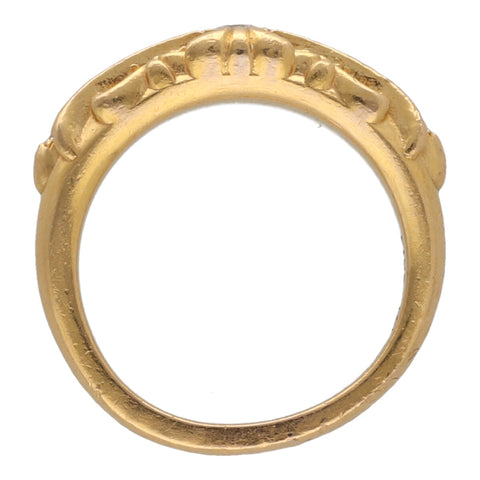 【中古】 CHROME HEARTS クロムハーツ ベイビー クラシック フローラルクロス リング 13.5号 22K ゴールド ダイヤモンド パヴェ 指輪 22038664 RS