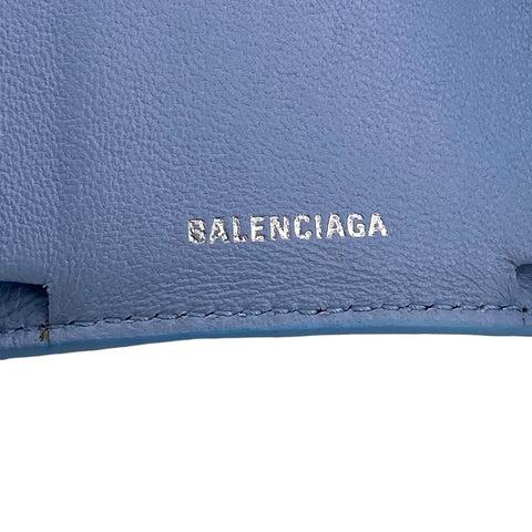 【中古】 BALENCIAGA バレンシアガ  メンズ財布   ペーパーミニ 雲 ３つ折り財布 ブルー コンパクト 23003048 MK