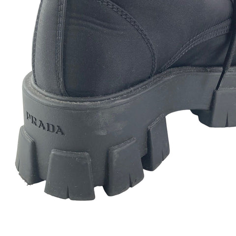 【中古】 PRADA プラダ モノリスコンバット ブーツ ブラック 36.5サイズ 黒 レディース 靴 シューズ リナイロン 23004328 AS