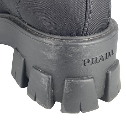 【中古】 PRADA プラダ モノリスコンバット ブーツ ブラック 36.5サイズ 黒 レディース 靴 シューズ リナイロン 23004328 AS