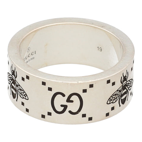 【中古】 GUCCI グッチ  指輪・リング GG＆ビー（ハチ） 728304 エングレービング ワイド　SV 23004709 LI